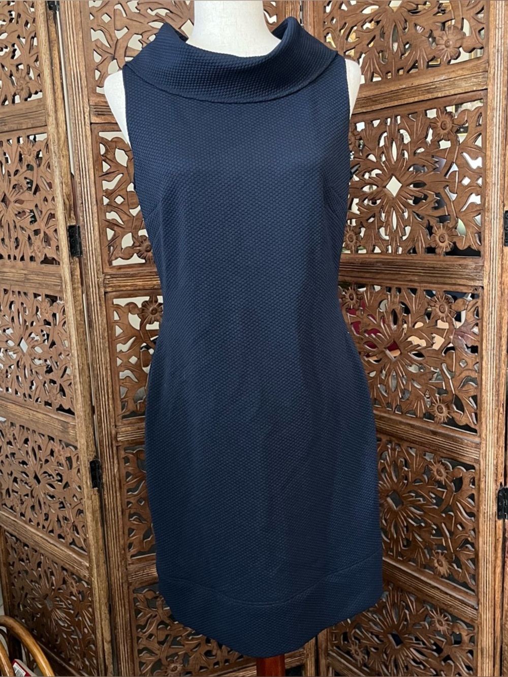 Lauren Ralph Lauren Sleeveless Navy Textured Collar Shift Dress Size 8